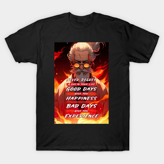 Wise Old Japanese Sensei Motivation Quotes - Anime Wallpaper T-Shirt by KAIGAME Art